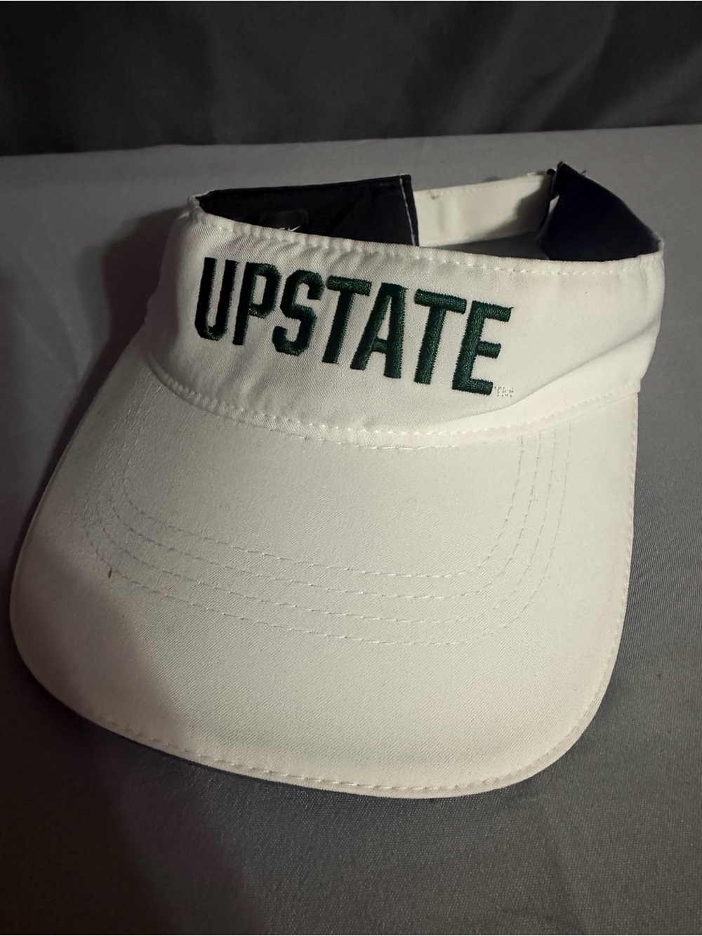 UPSTATE White Sun Visor with Green Embroidery